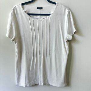 Talbots Women's White Pullover Pleated Scoop Neck Short Sleeve Top Size Large